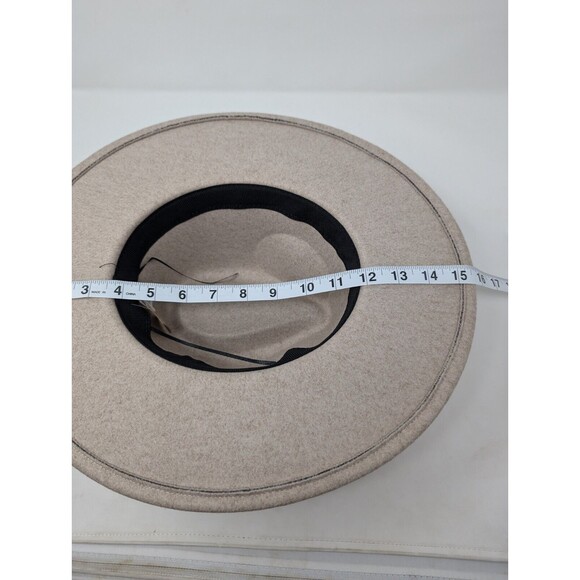 Light Tan Beige WIDE BRIM FELT HAT WESTERN COWBOY FESTIVAL BOHO - Picture 5 of 5